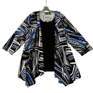 Chico's Travelers Office Casual Travel Geometric Shell w/Attached Jacket Top  XL